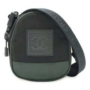 CHANEL Black Canvas Logo Shoulder Bag